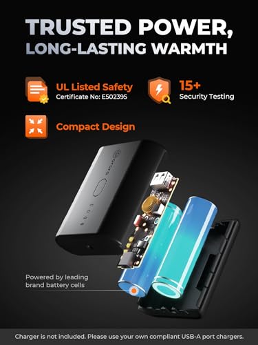 ORORO Men's 4 Heat-Zone Heated Jacket with USB-C Rechargeable Battery, Soft Shell Heated Jacket with Detachable Hood