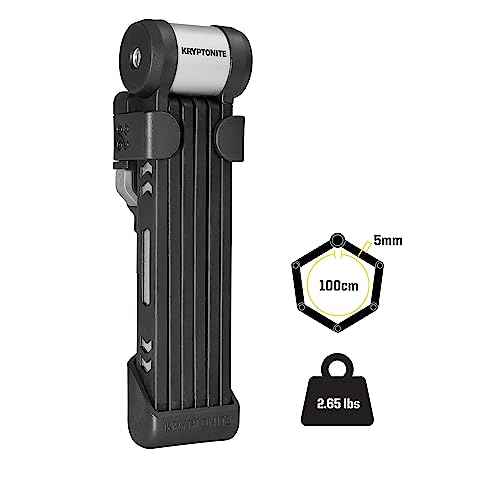 Kryptonite Kryptolok 610 S Folding Bike Lock, Compact Lightweight High Security Anti-Theft Foldable Bicycle Lock with 2 Keys and Mount for E-Bikes Scooter Road Mountain Bikes, 100cm (39 in),Black