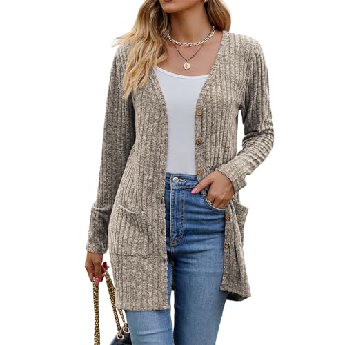Witsmile Women’s 2025 Fall Fashion Cardigan Lightweight Soft Knit Cardigan for Women Long Sleeve Open Front Coat with Pockets