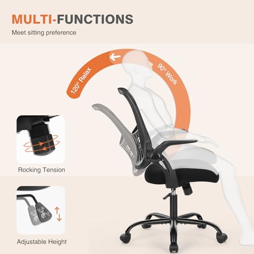 Sweetcrispy Office Computer Desk Chair, Ergonomic Mid-Back Mesh Rolling Work Swivel Task Chairs with Wheels, Comfortable L...