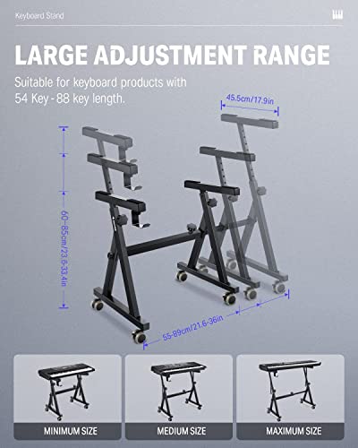 Donner Keyboard Stand, Z-style Heavy-Duty Piano Stand, Adjustable and Portable Piano Keyboard Stand, Suitable for 54, 61 a...
