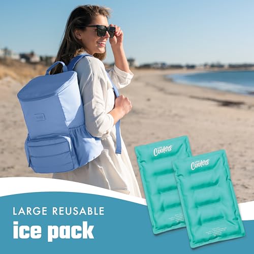 Cool Coolers by Fit & Fresh 2 Pack XL Soft Ice Packs for Cooler, Flexible Stretch Nylon, Lunch Box Ice Packs, Large Reusab...