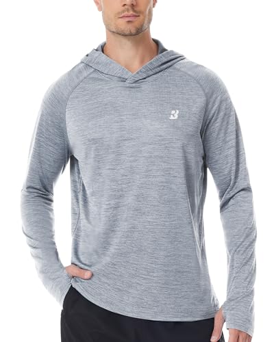Roadbox UPF 50+ Fishing Shirts for Men, Long Sleeve UV Sun Protection Lightweight Rash Guard Hoodie for Hiking Workout