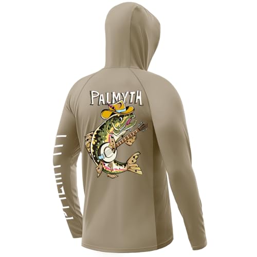 Palmyth Fishing Shirts for Men UPF 50+ Sun Protection Hoodie Long Sleeve with UV Vented Neck Gaiter