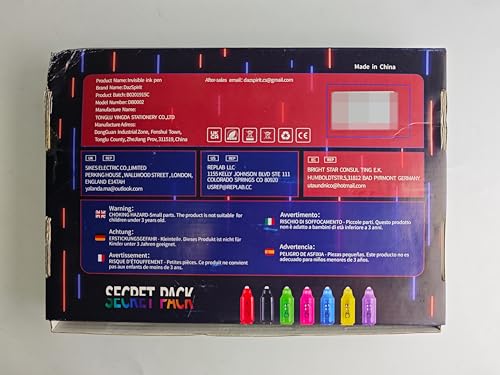 DazSpirit 32Pcs Invisible Ink Pen with UV Light, Mini Notepads & Favor Bags, Spy Pens, Top Secret Message Magic Marker, Party Favors for Kids 8-12, Class Prizes, Detective & Escape Room Themes