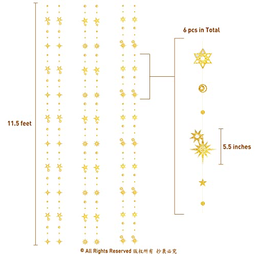 Cheerland Glitter Gold Star Garlands Star Party Decoration Celestial Streamer Space Birthday Decorations Galaxy Backdrop H...