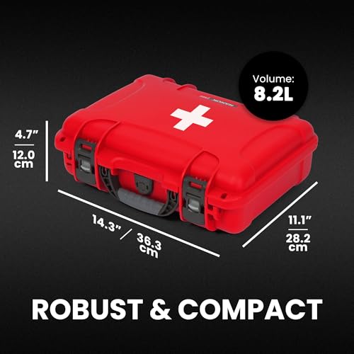 NANUK 910 Waterproof First Aid Kit 146pcs – Durable, Pre-Stocked First Aid Emergency Kit with Bandages, Tick Removal Tool,...