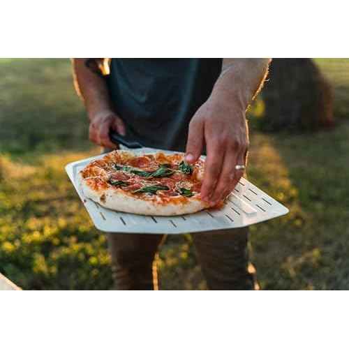 ooni 14¡± Perforated Pizza Peel ? Long Handle Perforated Aluminium Pizza Paddle ? Lightweight Pizza Turning Peel Outdoor Pizza Oven Accessories