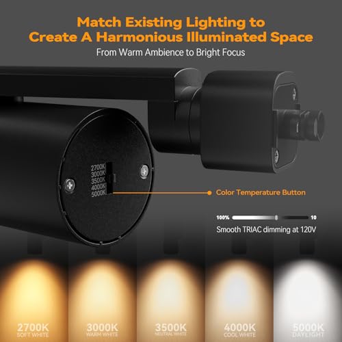 LEONLITE 8-Pack Zoomable LED Track Light Heads 5CCT, 15W H Type Track Light Heads, 24°-60° Beam Angle Dimmable Retail Ceil...