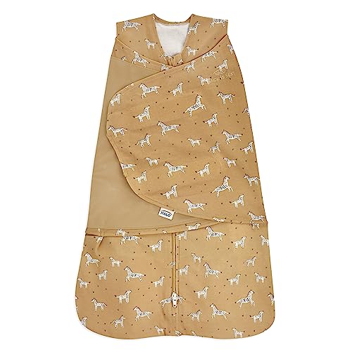 HALO 100% Cotton Sleepsack Swaddle, 3-Way Adjustable Wearable Blanket, TOG 1.5, Serengeti Zebra, Newborn, 0-3 Months