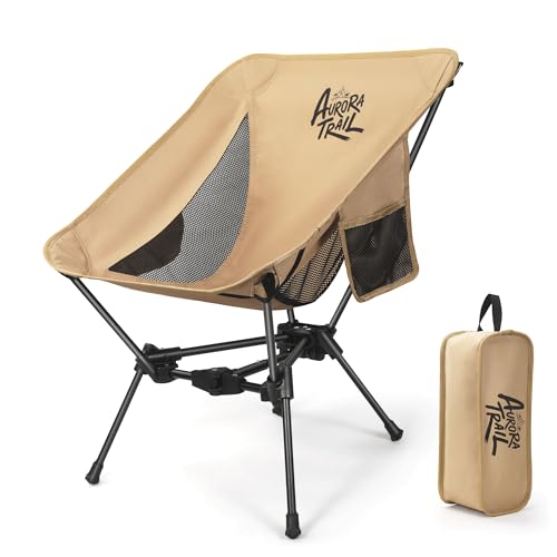 AuroraTrail Ultralight Backpacking Camping Chair – Only 2.7 lb, Supports 330 lb, Compact Folding Outdoor Seat with Carry B...