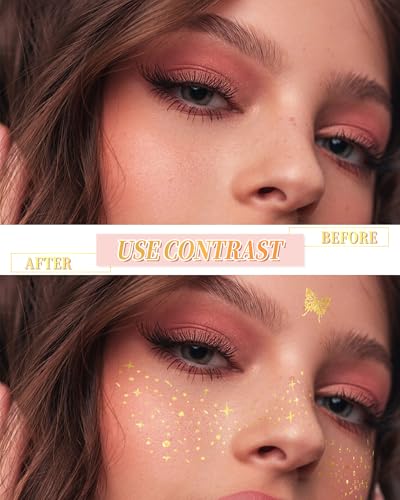 SUMEITANG Glitter Freckles Face Tattoo Patches - 12PCS Temporary Sparkle Face Stickers with 10 Remover Wipes | Waterproof ...