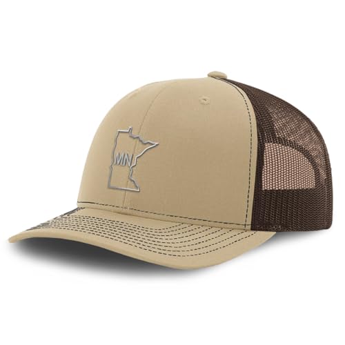 Richardson Mesh Cap Hat Embroidered Minnesota State Map Mn Embroidery Trucker Hats for Men & Women