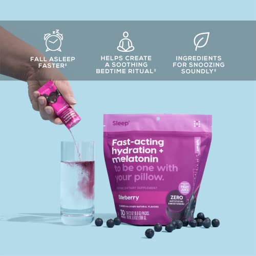 Hydrant - Sleep Electrolyte Powder, Elderberry Flavor, 30 Rapid Hydration Individual Stick Packs - Sleep Blend of Melatoni...
