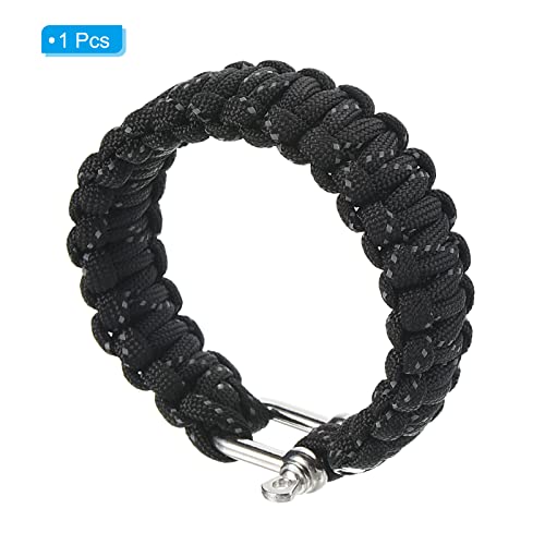 Survival Paracord Bracelets, Multi-purpose Parachute Cord Bracelet Party Favors Camping Gifts Outdoor Wraps for Men, Black