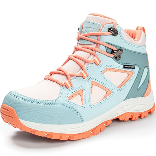 R CORD Kids Hiking Boots Waterproof Durable TPR Ankle Support Boots Breathable Trekking Shoes Non-Slip Outdoor Sneakers fo...