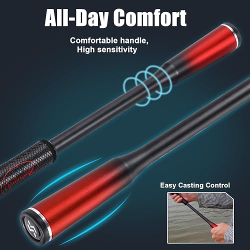 Sougayilang Fishing Rods, Spinning Rods and Casting Fishing Rods, with Full Carbon Fiber Handle, 24T Carbon Fiber 2PCS Fis...
