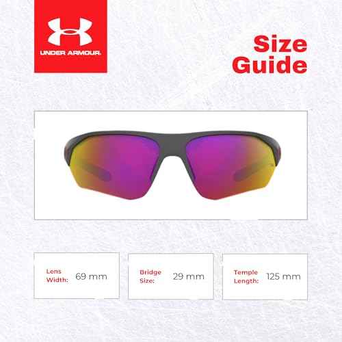 Under Armour UA7000 Instinct 0KB7/B3 69MM Gray/Infrared Oleoph Wrap Around Sunglasses for Youth (For girls For boys) +BUNDLE with ACCESSORY EYEWEAR KIT