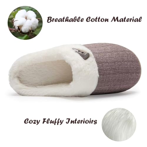 NineCiFun Women's Slip on Fuzzy Slippers Memory Foam House Slippers Outdoor Indoor Warm Plush Bedroom Shoes Scuff with Fau...
