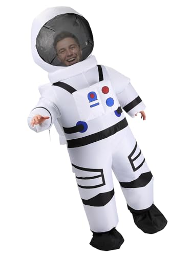 ROC PARTY Adults Inflatable Astronaut Costume, Funny Blow Up Spacesuit Cosplay Outfit, Unique Christmas Gift for Men Women