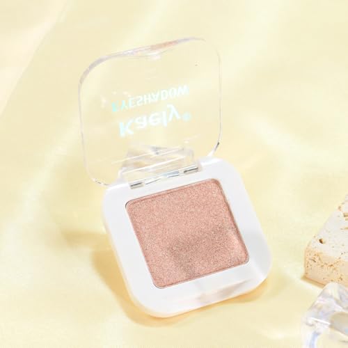 evpct Dusty Pink Champagne Single Eyeshadow Palette, Rose Gold Ice Pink Nude Glitter Cream Eye shadow Palette Singles Brig...