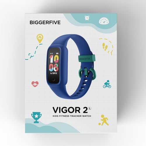 BIGGERFIVE Vigor 2 L Kids Fitness Tracker Watch for Boys Girls Ages 5-15, Activity Tracker, Heart Rate Sleep Monitor, IP68 Waterproof, Pedometer, Calorie Step Counter Watch, Blue