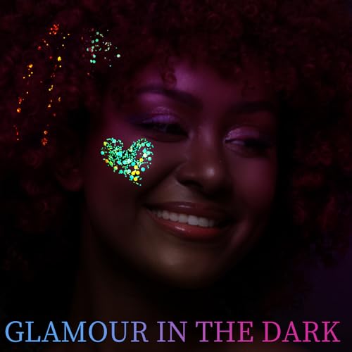 FANDAMEI Glow in The Dark Glitter, 2 Glitter Gel Palette 18 Grids Face Body Hair Glitter for Glow in The Dark Glitter Make...