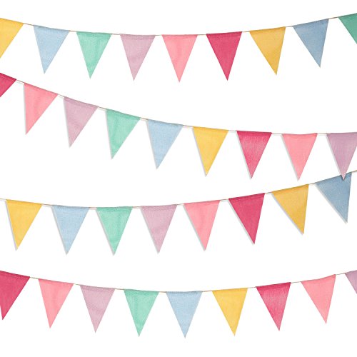 Boao 48 Pieces 36 Feet 4.9x6.7 Inch Colorful Pennant Flags Banner Imitated Burlap Bunting Banner Triangle Flag Garland for...