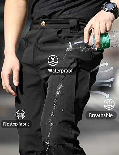 FLYFIREFLY Men's Tactical Cargo Pants Water Resistant Ripstop Outdoor Quick Dry Hiking Work Pants with Pockets(No Belt)