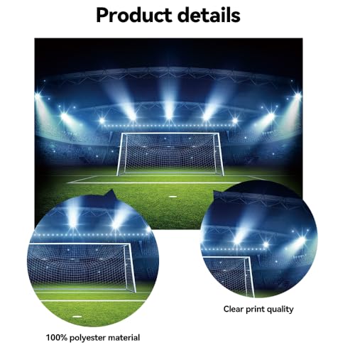 Football Photography Backdrop Soccer Pitch Stadium Light Photo Background Boys Sports Theme Happy Birthday Party Banner De...