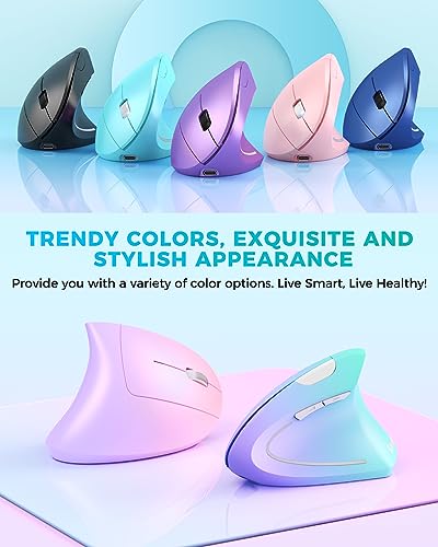 Lekvey Ergonomic Mouse, Vertical Wireless Mouse, Rechargeable 2.4G Optical Carpal Tunnel Mice: 800/1200 / 1600 DPI, 6 Butt...