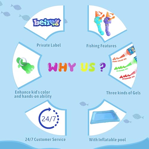 BEIREG Aqua Water Fairy Gel Kit, Magic Squishy Elf Water Toy Kit with 18 Color Gel, 18 Shape Molds, 2 Fishing Toy, Create ...