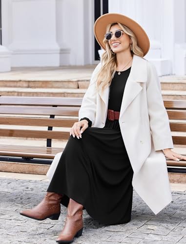 Zeagoo Long Sleeve Dresses for Women 2026 Fall Winter Casual Flowy A-Line Boho Midi Party Long Dress with Pockets