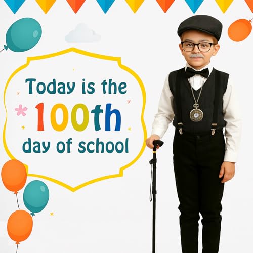 Yaliuliu Old Man Costume for Kids and Boys – 100 Days of School Costume Boys Dress Up, Grandpa Costume with Hat, Glasses, ...