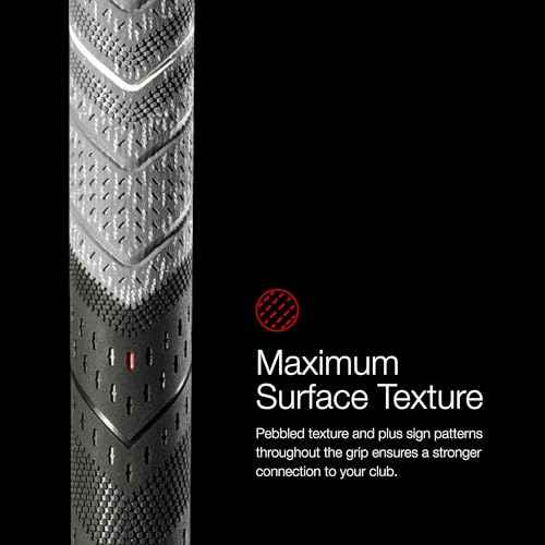 Golf Pride MCC Plus4 Golf Club Grip - All-Weather Hybrid Grip with Larger Lower Hand - Brushed Cotton Cord & Pebbled Texture - Grey