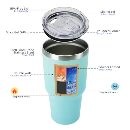 BJPKPK 30oz Stainless Steel Tumbler Color Block Insulated Tumblers Cup with Lid and Straw, Double Walled Travel Coffee Mu...