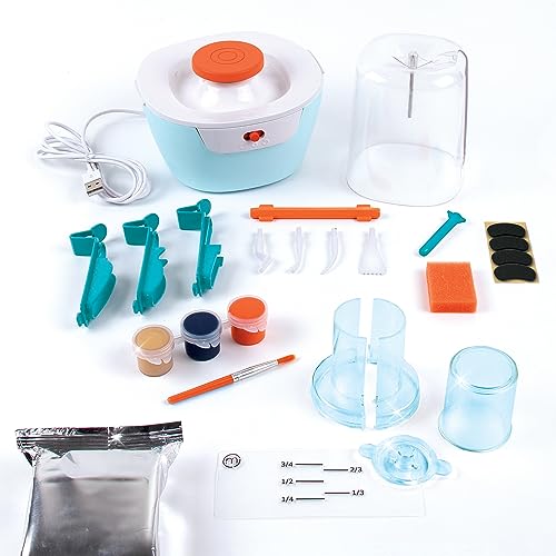 Make It Real Mini Pottery Studio - 26-Piece DIY Pottery Kit with Mess-Free Air Dry Clay - Create 10 Miniature Projects, Be...
