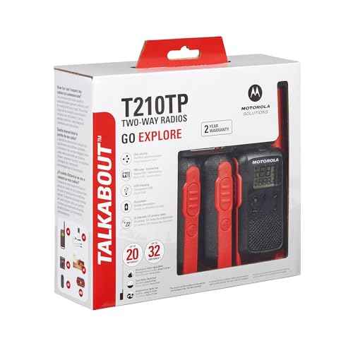 Motorola Solutions, Portable FRS, T210TP, Talkabout, Two-Way Radios, Rechargeable, 22 Channel, 20 Mile, Black W/Red, 3 Pack