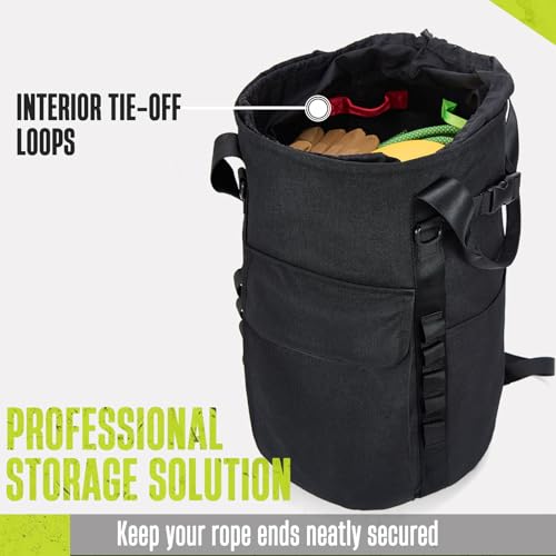 PAMLIAPY Arborist Rope Bag, 35L Tree Climbing Rope Bag, Arborist Equipment Bucket Backpack, Arborist Gear Carrier Bag with...