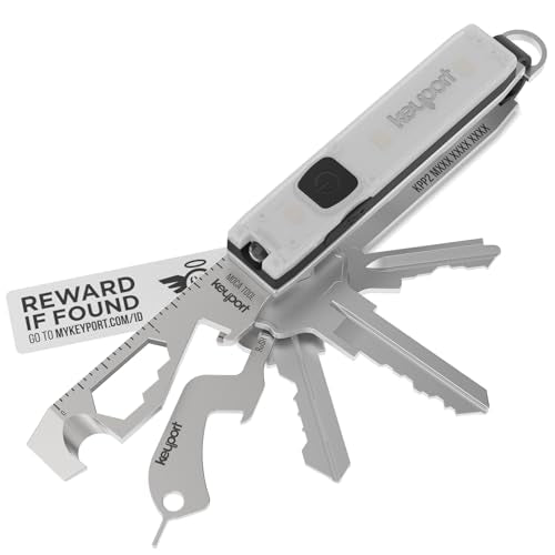 EDC Key Organizer Bundle - Compact Key Holder + Mini-Flashlight + 10-in-1 Keychain Multitool + Lost & Found - Premium Pock...