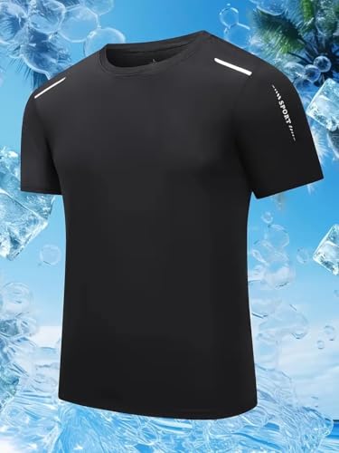 Quick Dry Ice Silk Athletic T-Shirts for Men, Athletic Short Sleeve Moisture Wicking Tee for Running,Training （1 Piece）
