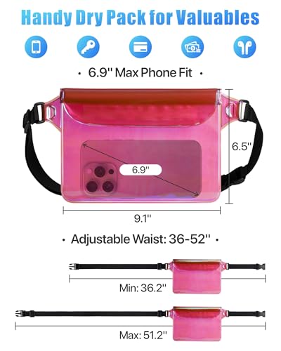 F-color Waterproof Fanny Pack - Cruise Essentials 2026 - Waterproof Pouch with Adjustable Waist Strap, Triple Zipper Roll-...