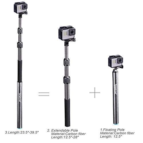 Smatree Carbon Fiber Detachable Extendable Floating Pole Selfie Stick Compatible for GoPro Hero 13/12/11/10/9/8/7/6/5/4/3 ...