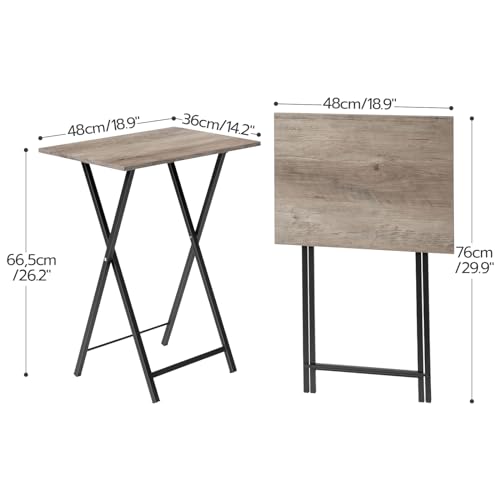 HOOBRO Folding TV Tray Tables, Set of 4 TV Trays with Storage Rack, Industrial Side Table for Eating at Couch, Foldable Sn...