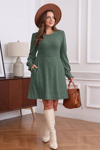 SAMPEEL Dresses for Women 2025 Long Sleeve Fall Fashion Casual Sweater Dress Trendy Outifts