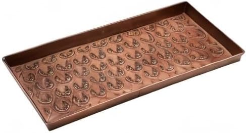 HF by LT Antlers Pattern Metal Boot-Tray, 30 x 13 inches, Antique Copper Finish