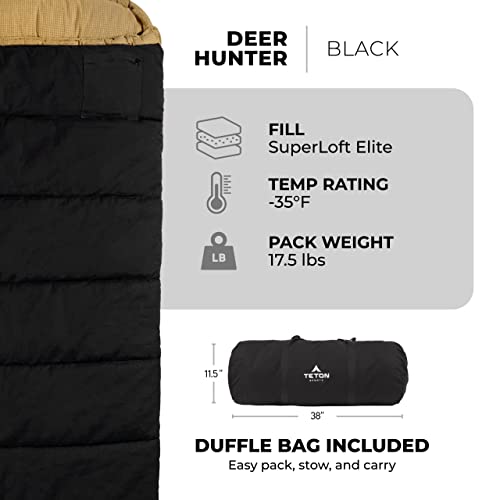 TETON Sports Deer Hunter Sleeping Bag, Warm and Comfortable Camping Sleeping Bag, Teton Tough Canvas Shell for Camping, Hu...
