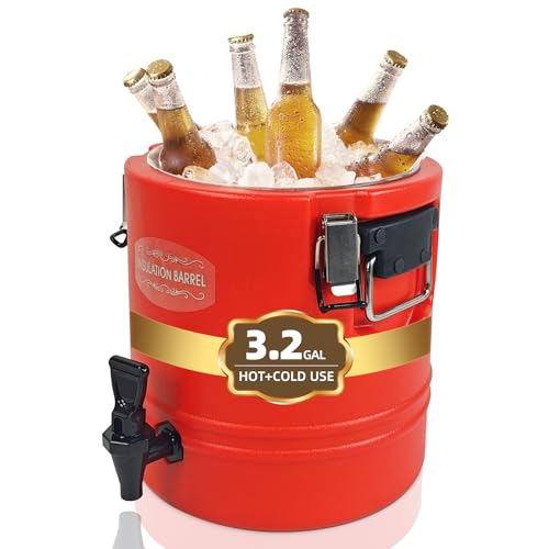 Finopro Insulated Beverage Dispenser 12L, Hot & Cold Drink Dispenser with 304 Stainless Steel Interior, Portable Water Coo...