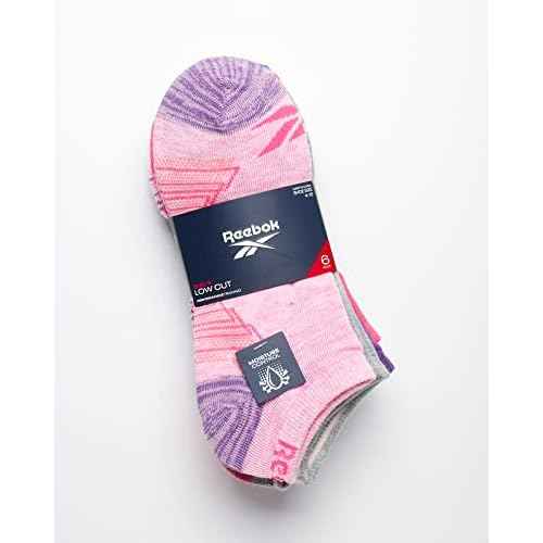 Reebok Girls' Lightweight Comfort Athletic Low Cut Socks (6 Pack)