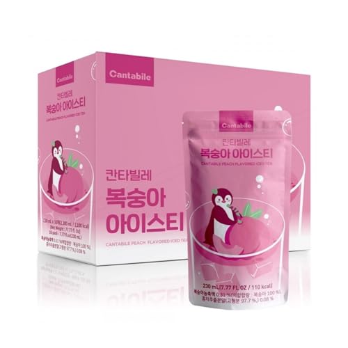 Cantabile Korean Convenience Store Pouch Drink Ready-to-Drink Refreshing Beverage Imported from Korea (Box of 10, Peach Ic...